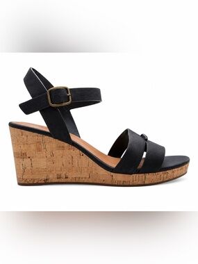 Denver Hayes Black Cork Wedge Sandals | Women’s US 11 | New Without Tags